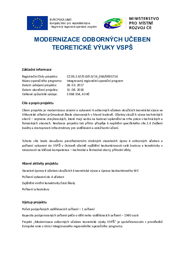 Modernizace odborných učeben publicita