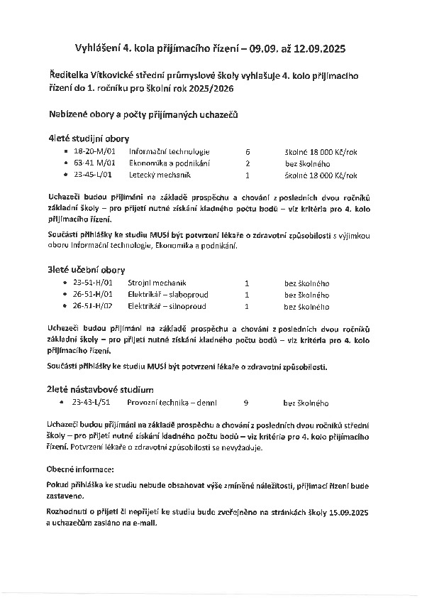 4. kolo - obecné informace