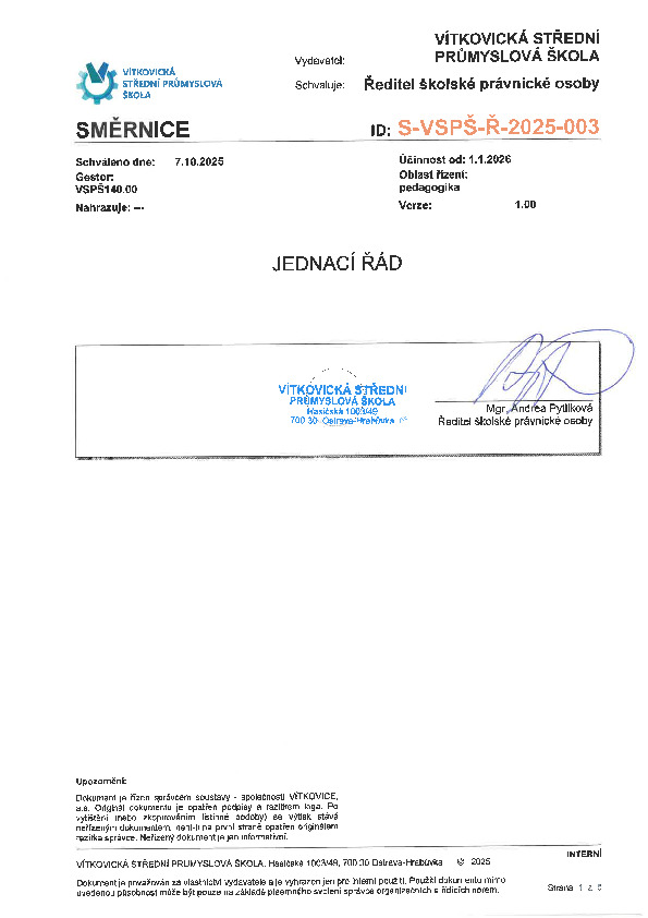 Jednací řád školské rady