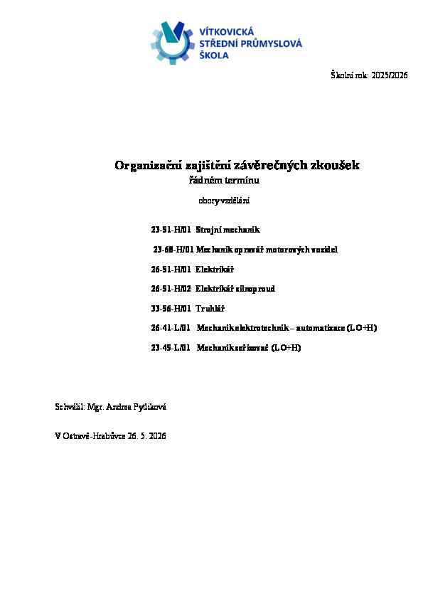 2026 - Organizační opatření - aktualizace