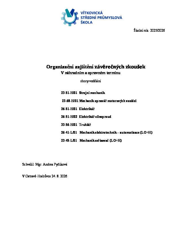 2026 - Organizační opatření
